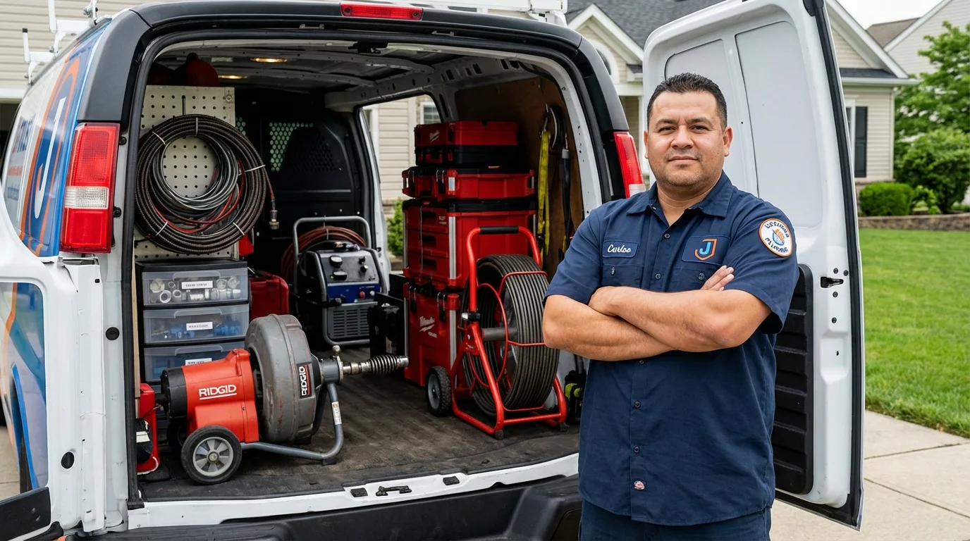 Professional drain cleaning equipment and Johns Plumbing LLC plumber in West Tisbury
