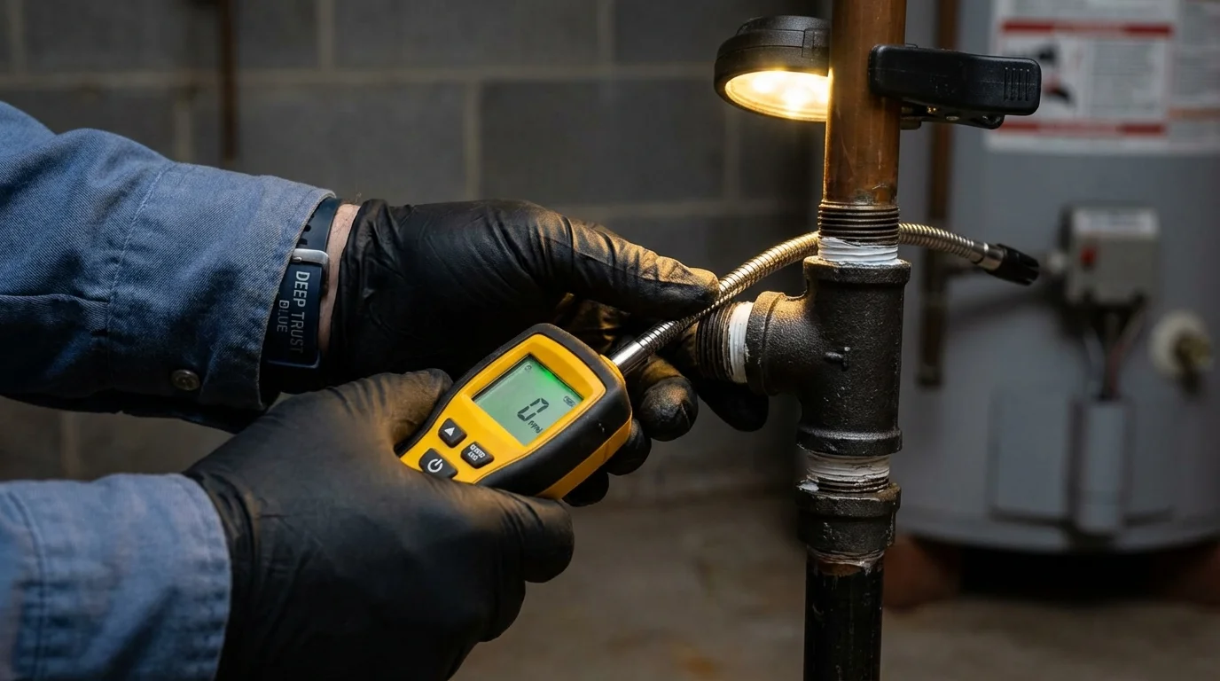 Gas leak detection with electronic sniffer by Johns Plumbing LLC in West Tisbury